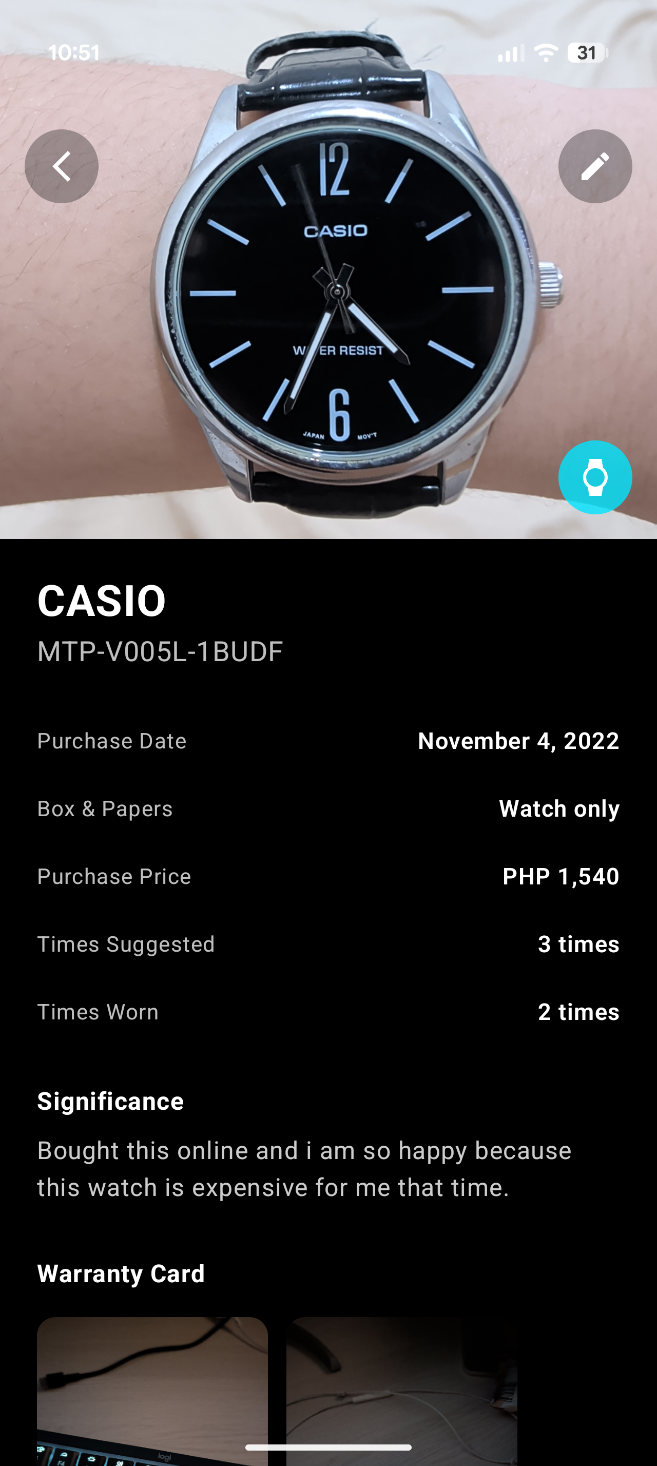 Watch Details Page - Dark Mode