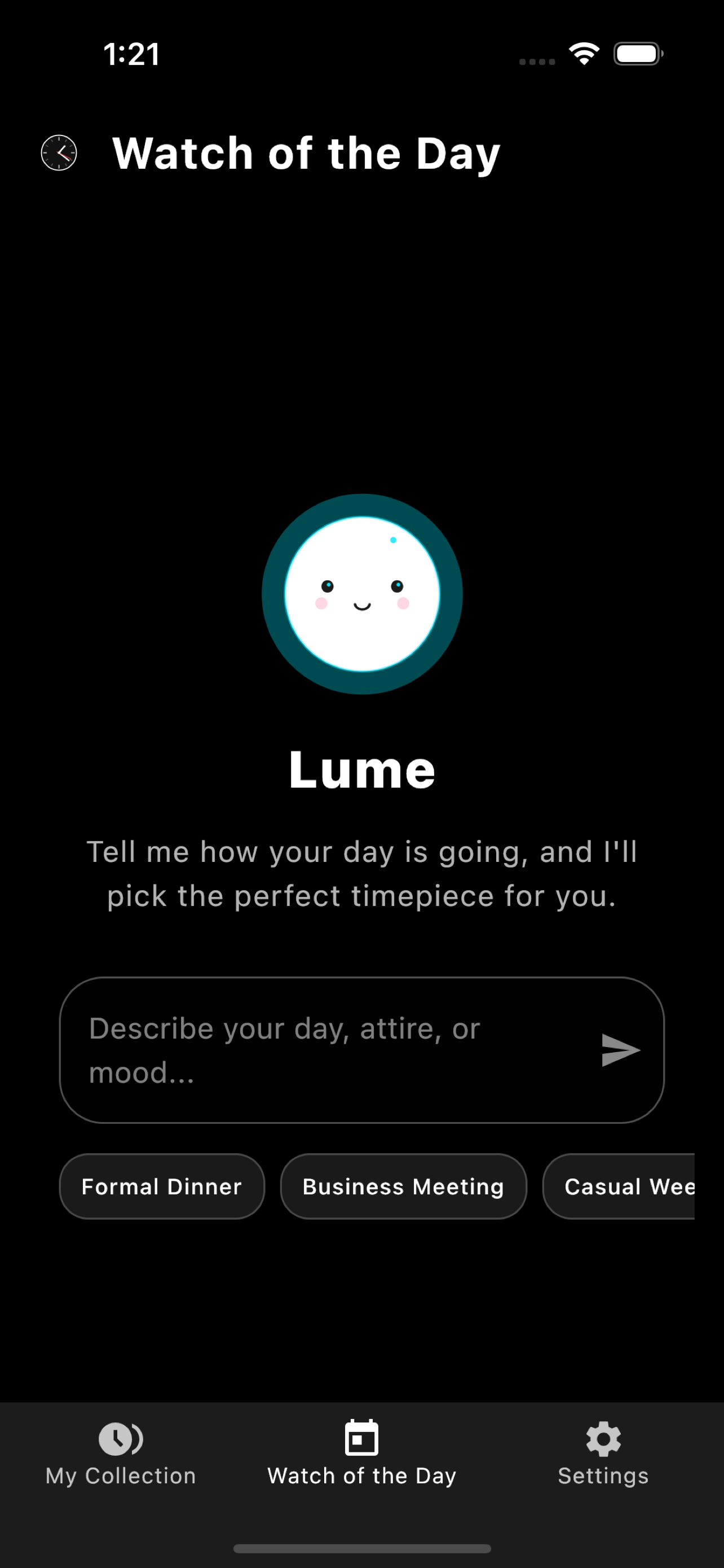 Watchfolio App Lume AI Chat View